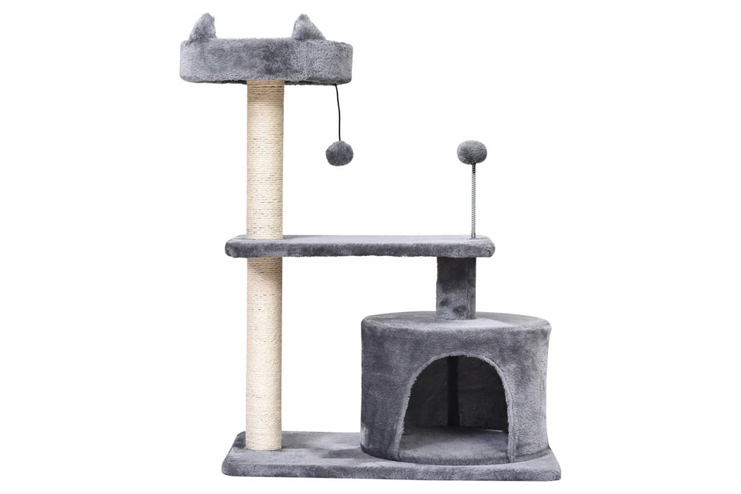 Pawhut D30-258GY 81cm Cat Tree Scratching Post for Kitty | Grey
