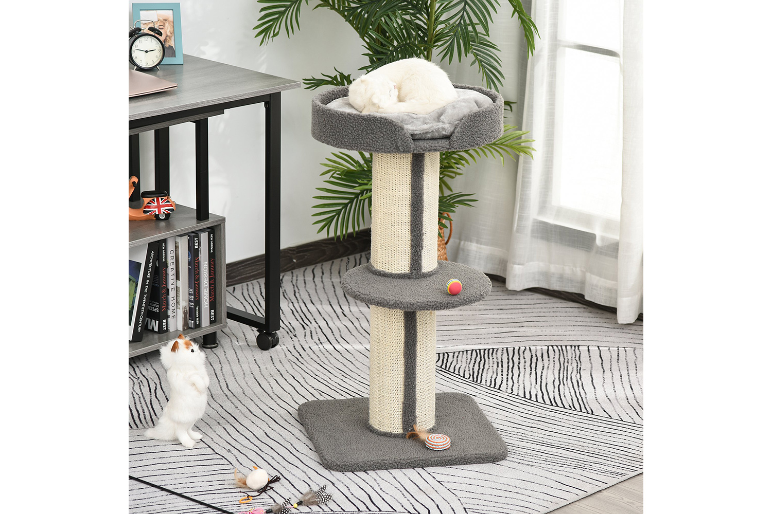 Pawhut D30-269GY 81cm Cat Tree Scratching Post for Kitty | Grey