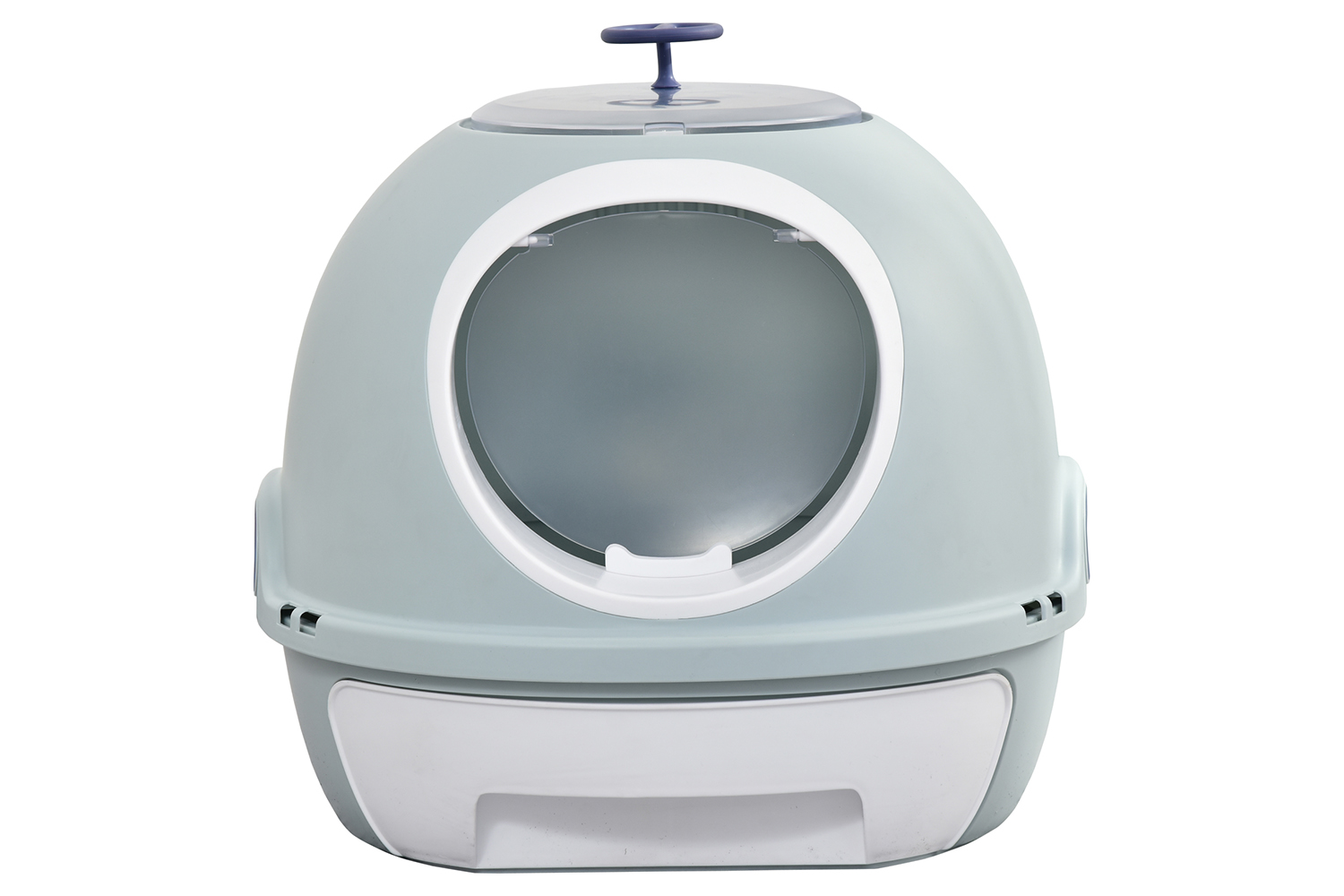 PawHut D31-012BU Cats Rooftop Plastic Litter Box | Blue