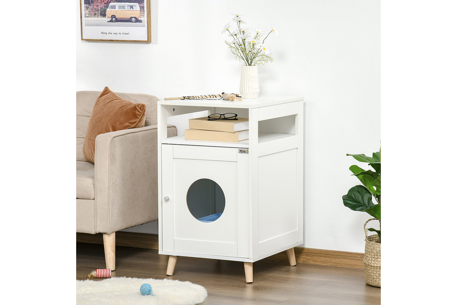 PawHut D31-029V01 Cat Litter Multiple Storage Box | White