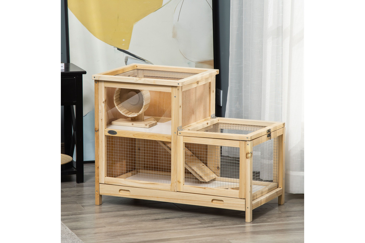 PawHut D51-285 Wooden Hamster Cage | Natural