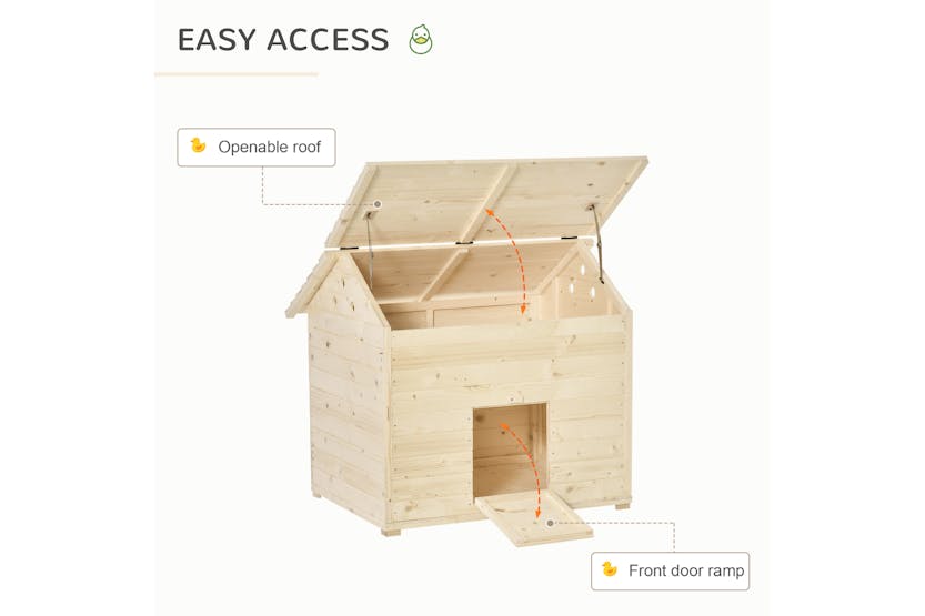 PawHut D51-200 Wooden Duck House Poultry Coop | Natural