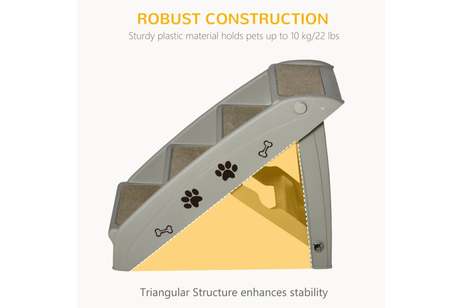Pawhut D06-142GY Foldable Four-Step Pet Stairs | Grey