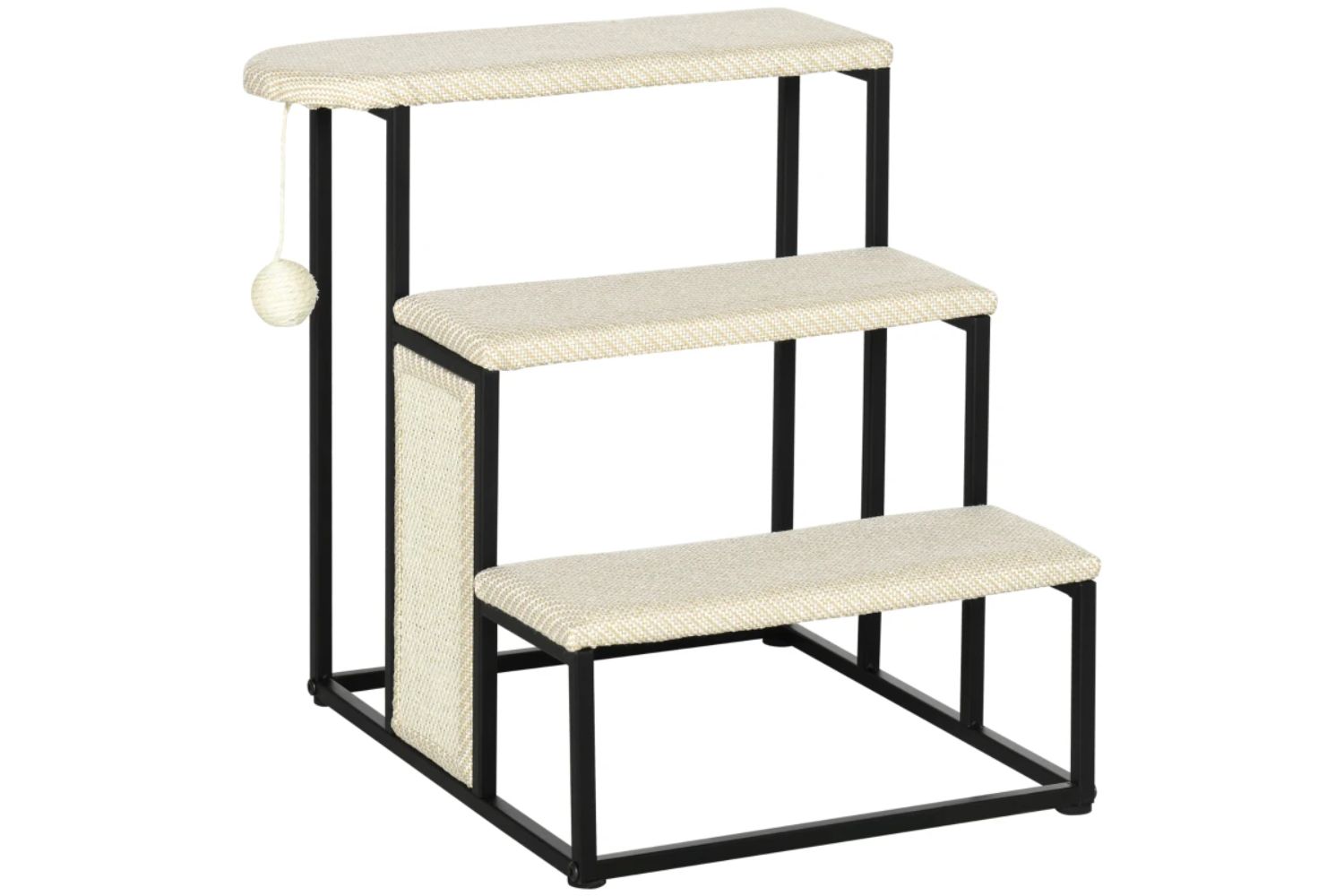 PawHut D06-156V00CW Three-Step Pet Stairs | Cream