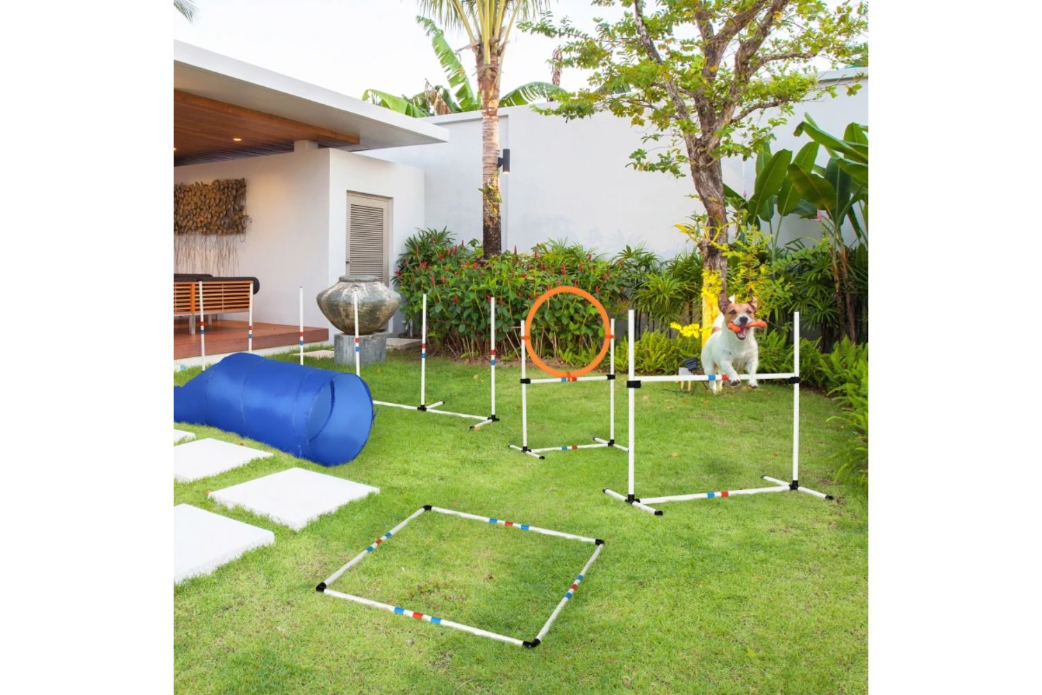 PawHut D07-022 Dogs PE Obstacle Agility Training Set | White