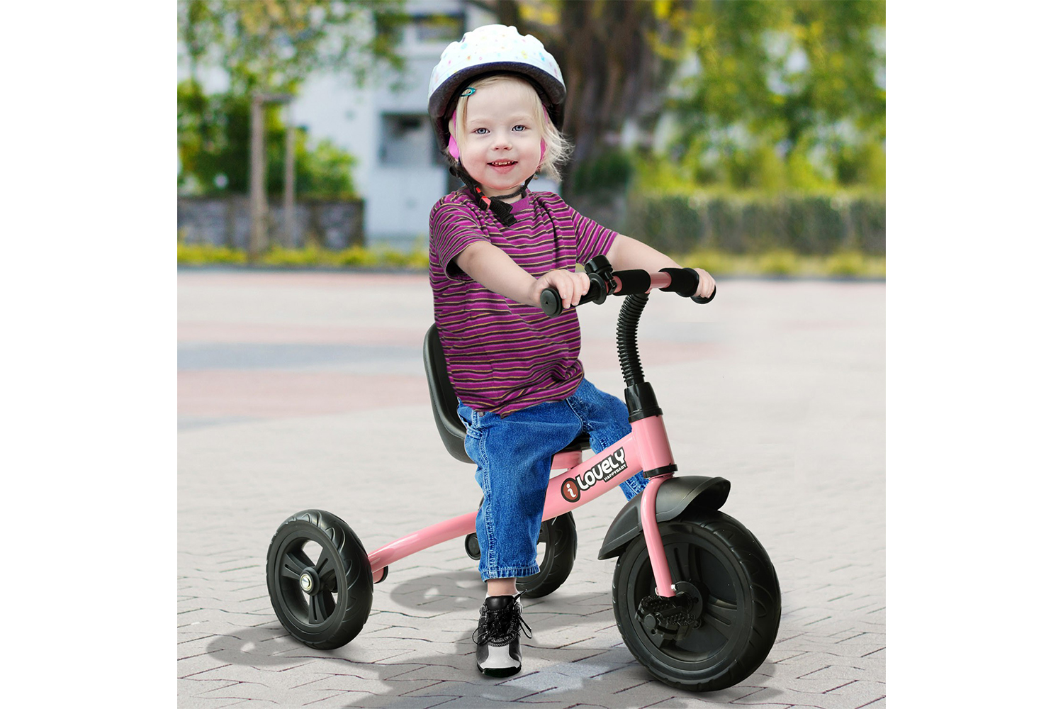 Homcom 370-024PK Kids Toddler Three Wheel Plastic Tricycle Bike | Pink