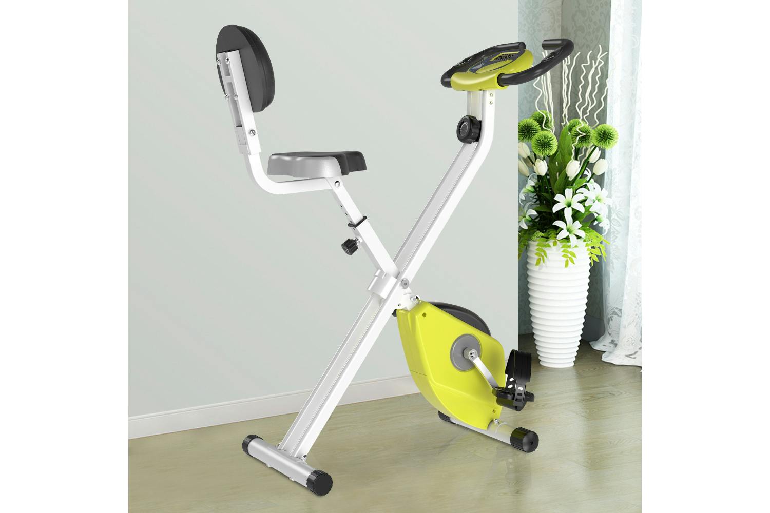 Homcom A90-192YL Steel Manual Resistance Exercise Bike with LCD Monitor | Yellow