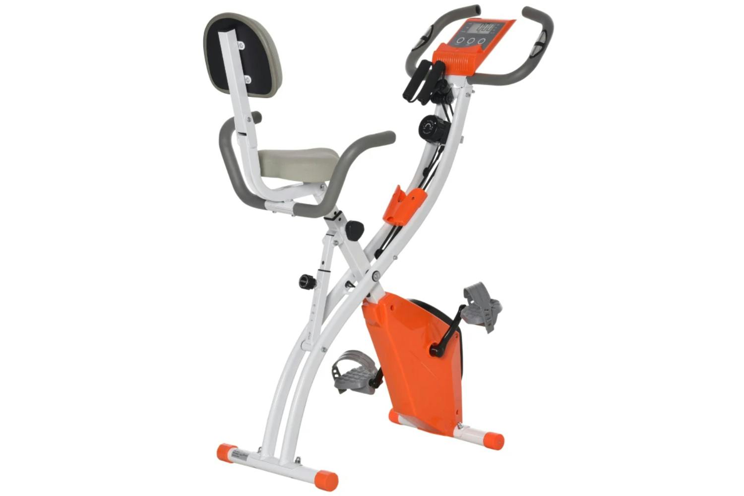 Homcom A90-196OG Folding Magnetic Exercise Bike with Band | Orange,White