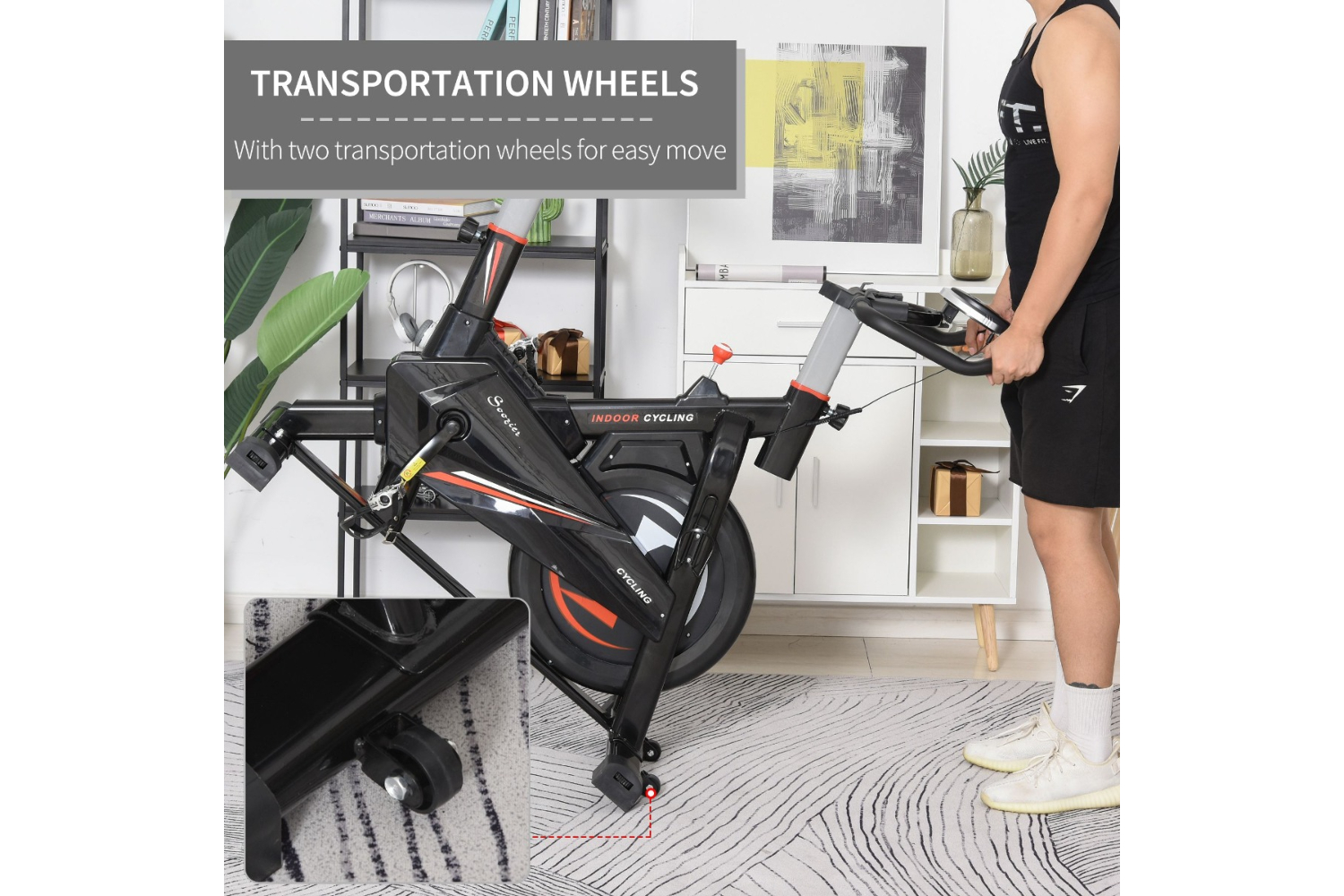 Homcom A90-200 5-Level Exercise Bike with LCD Monitor | Black