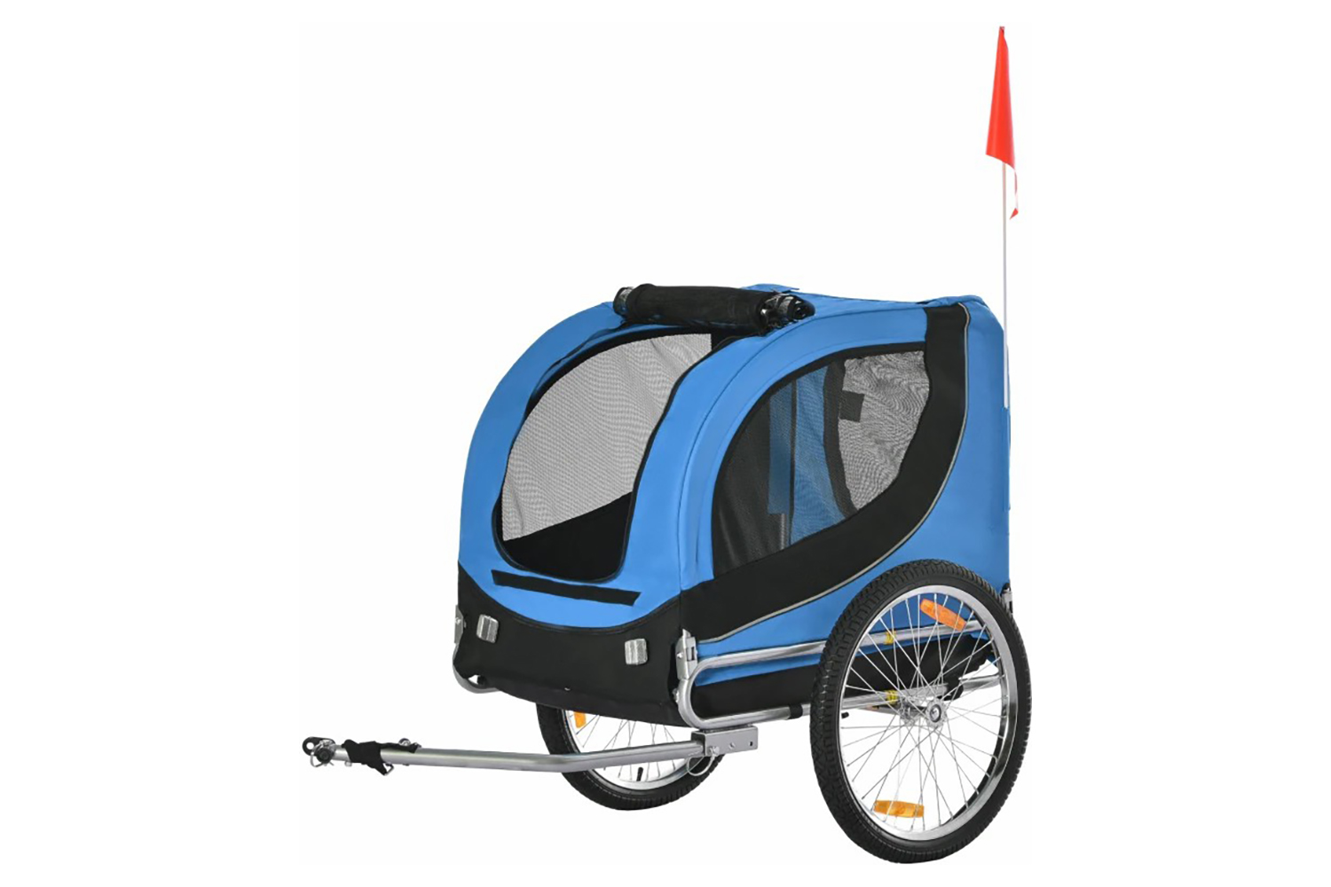 PawHut B4-0003-008 Folding Bicycle Pet Trailer with Removable Cover | Black/Blue