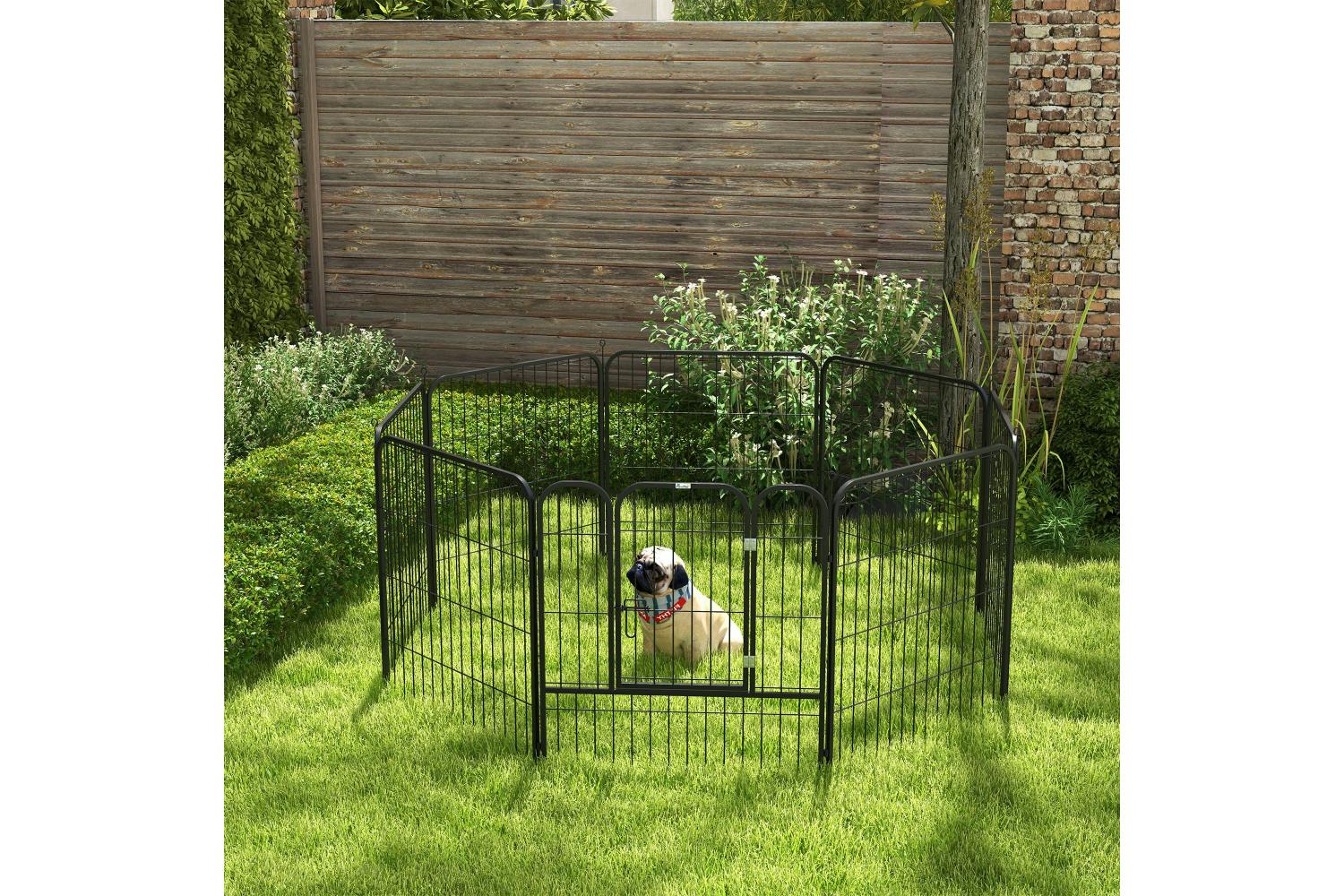 PawHut D06-107 4 Sizes Dog Rabbit Puppy Folding Cage | Black