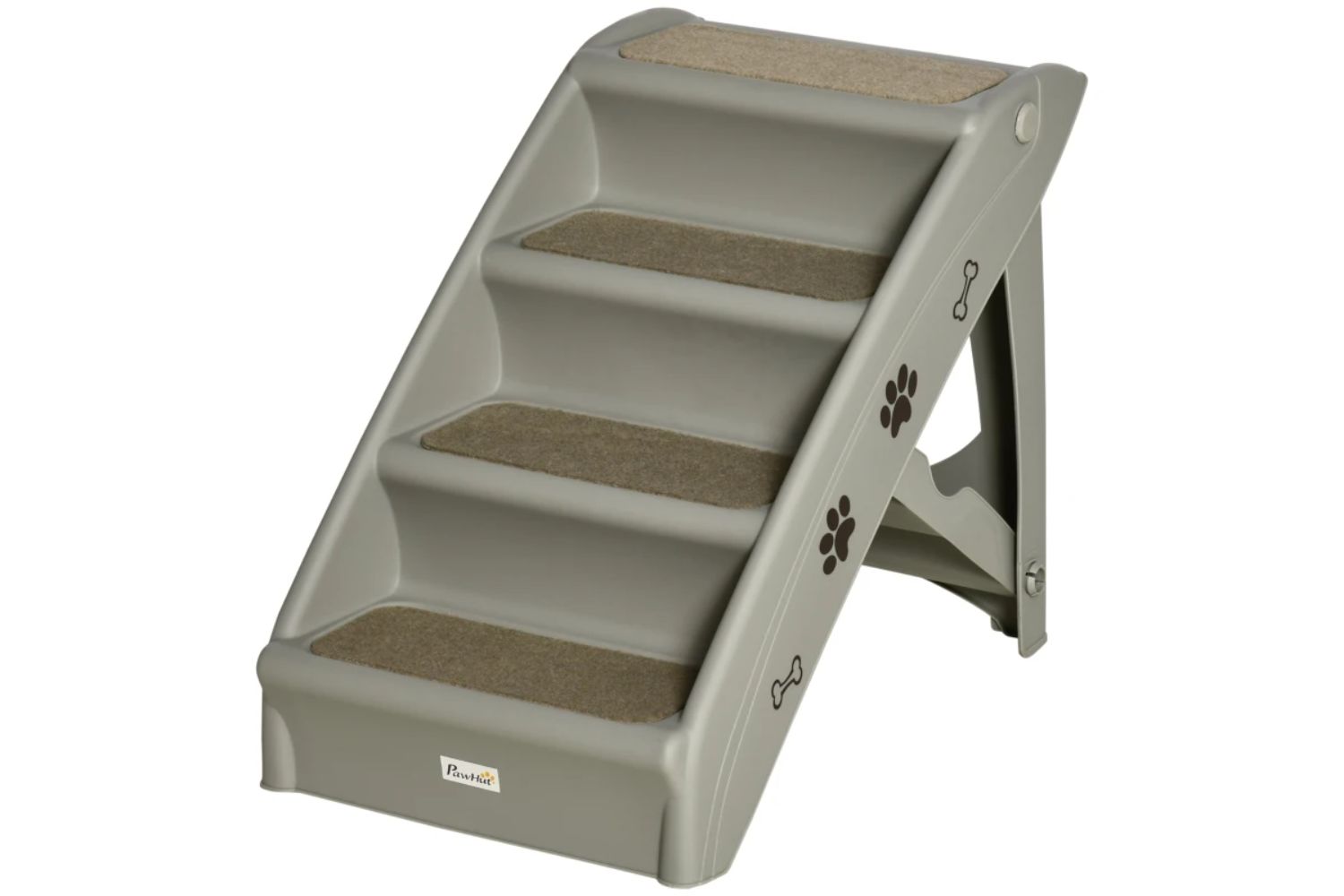 Pawhut D06-142GY Foldable Four-Step Pet Stairs | Grey