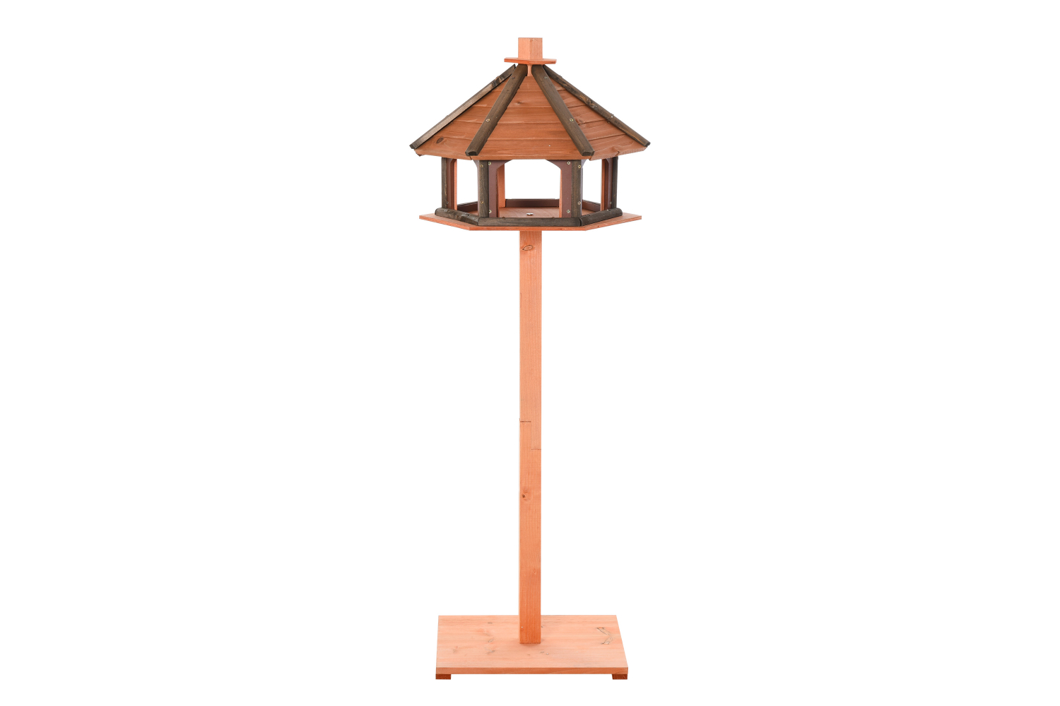 PawHut D10-059 Wooden Bird Feeder Stand with Water Resistant Roof | Brown