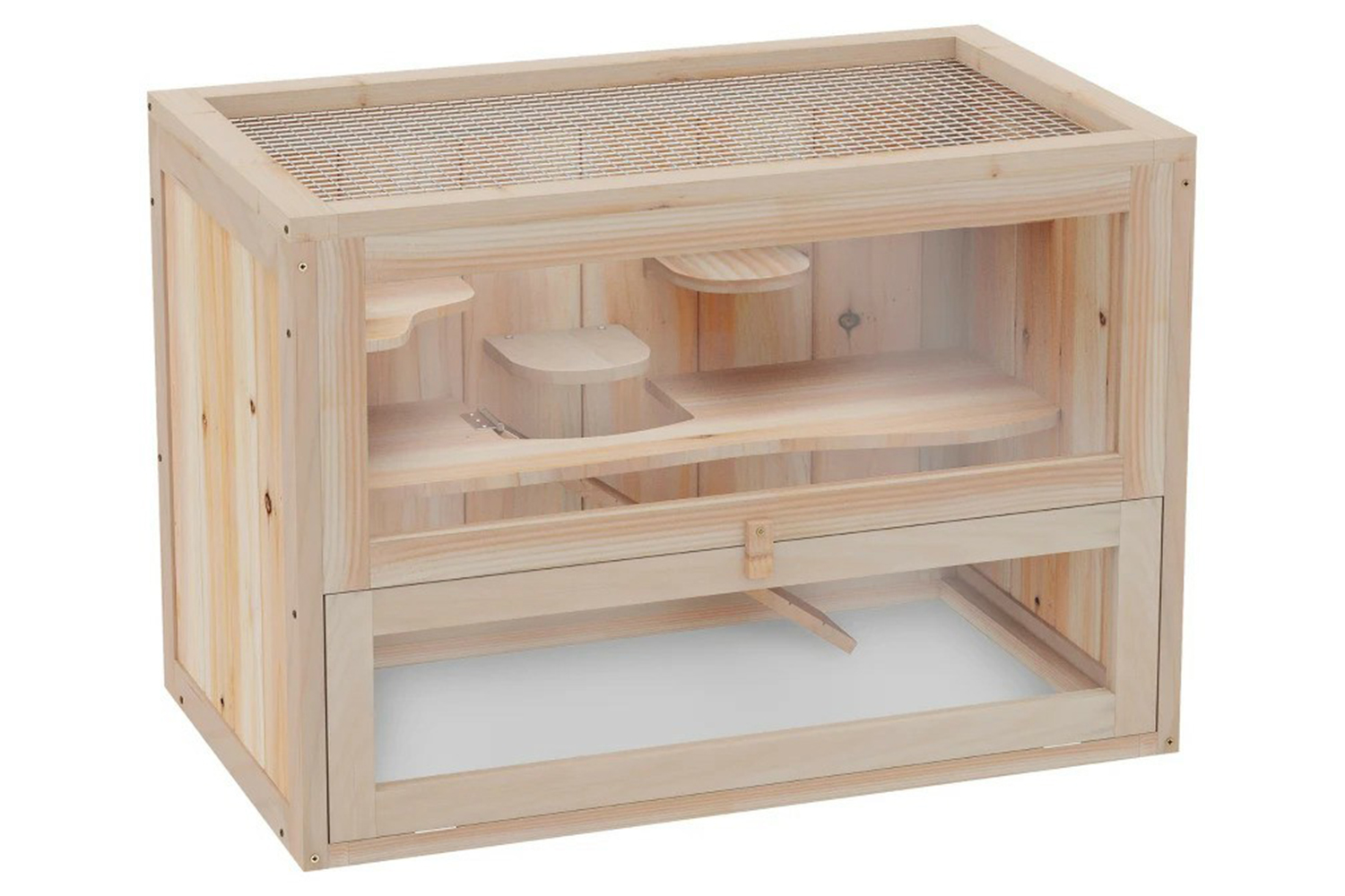 PawHut D51-024 Fir Wood Hamster Cage Suitable for Small Rodent Animals