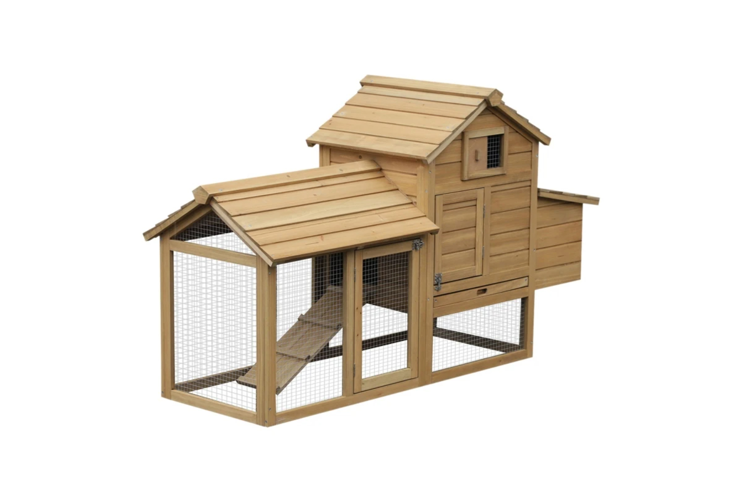 PawHut D51-108 Large Chicken Coop Hen Cage with Outdoor Run