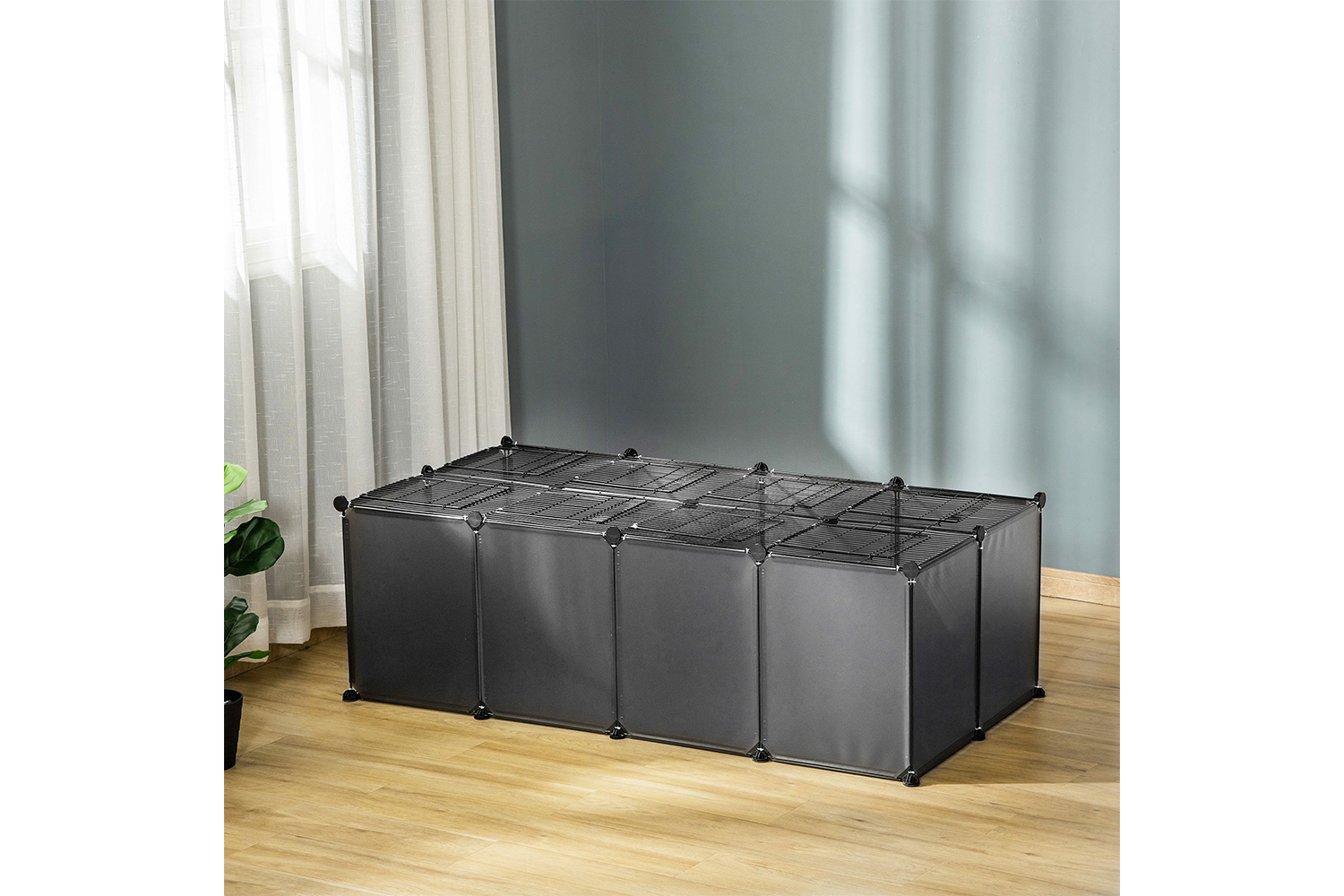 PawHut D51-257GY DIY Pet Playpen with Door Bottom 28 Panels | Grey