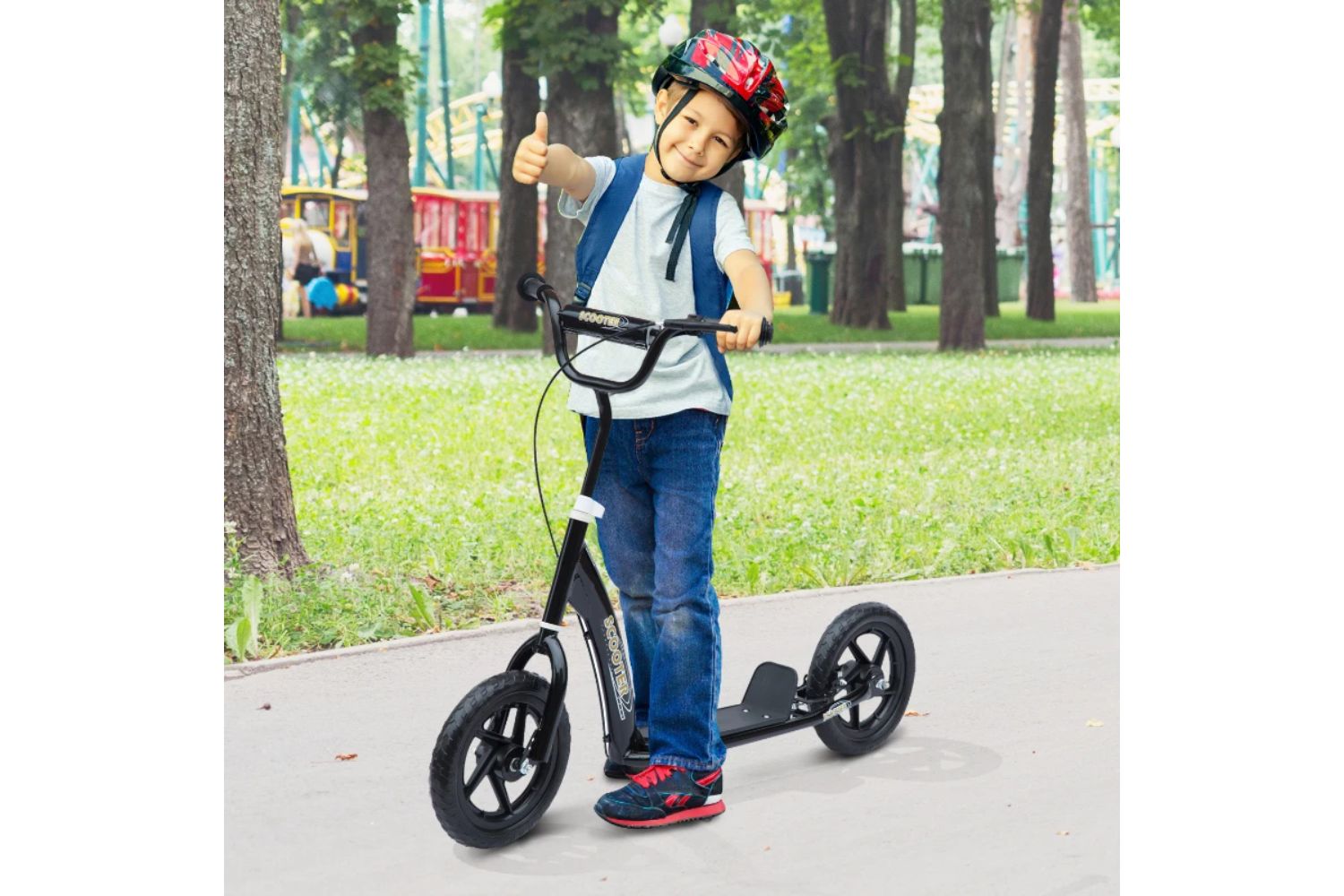 Homcom 371-027BK Kids Kick Scooter | Black