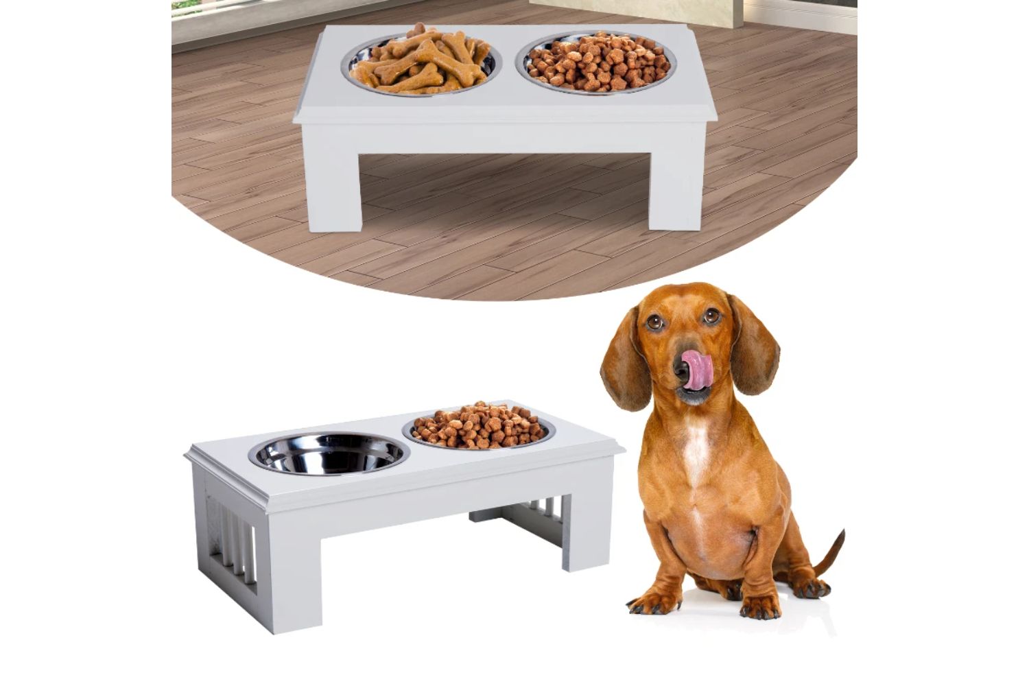 Pawhut D08-015WT Stainless Steel Pet Feeder | White