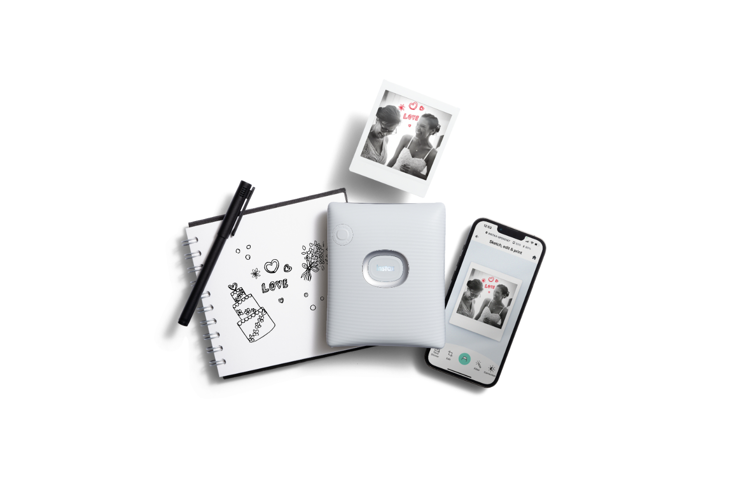 Fujifilm Instax Square Link Smartphone Printer | Ash White