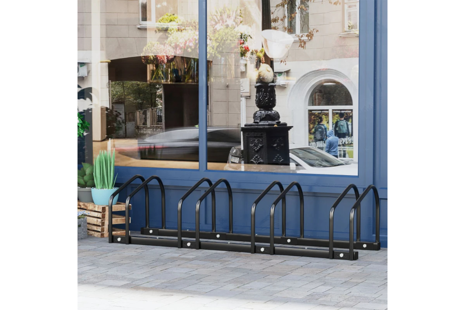 Homcom AA0-024BK 4-Bike Floor Parking Stand | Black