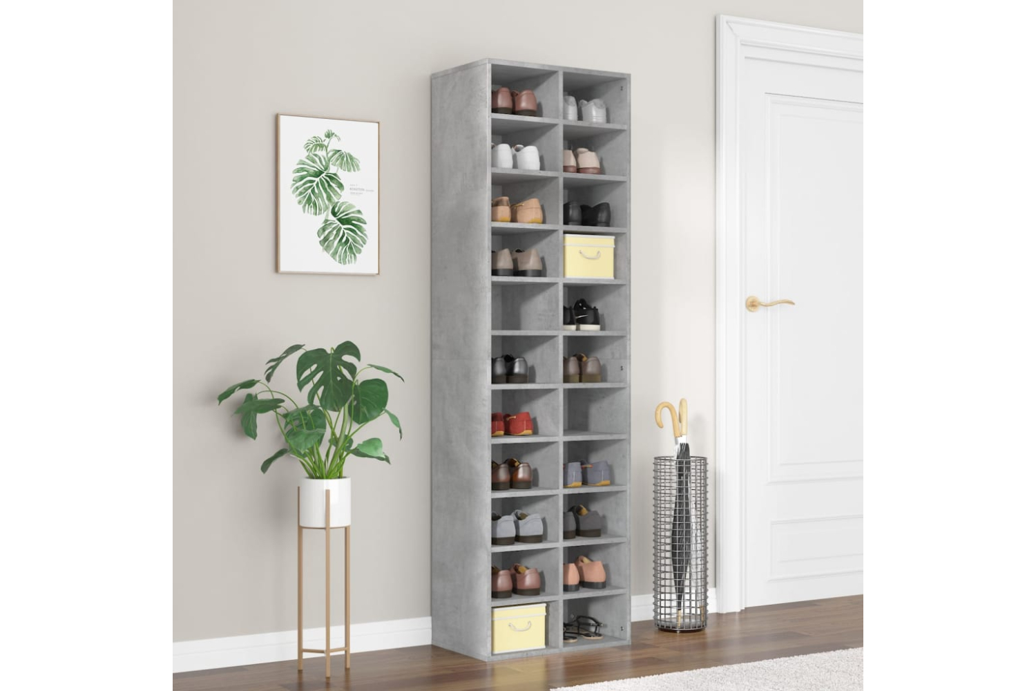 vidaXL 800373 Shoe Cabinet Concrete Grey 54x34x183cm Engineered Wood