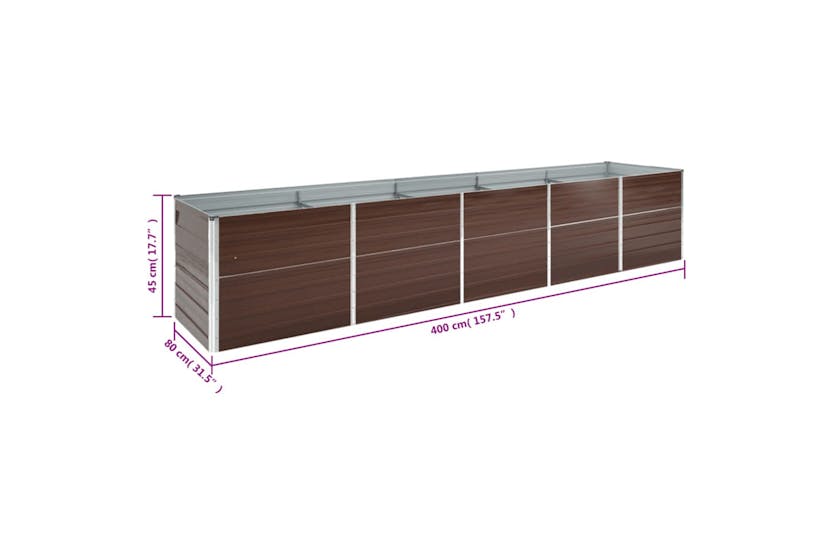 Vidaxl 47058 Garden Raised Bed Galvanised Steel 400x80x45 Cm Brown