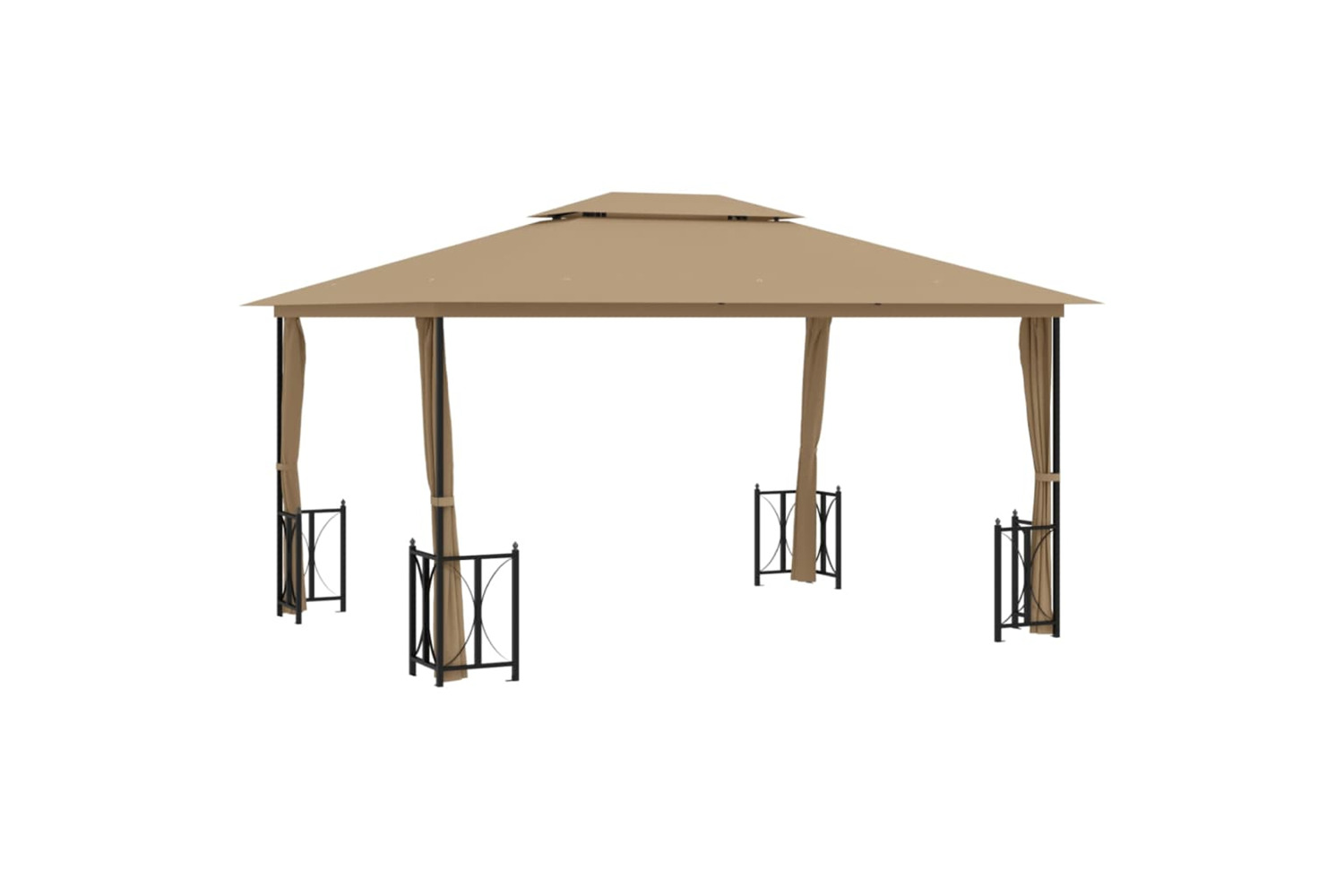 vidaXL 318545 Gazebo With Sidewalls&double Roofs 3x4 M Taupe