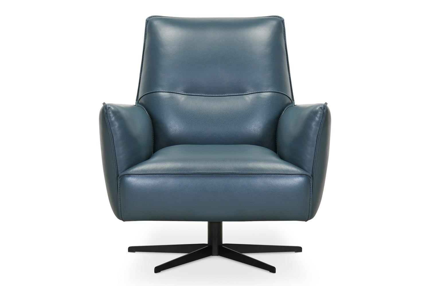 Alice Swivel Leather Armchair | Blue