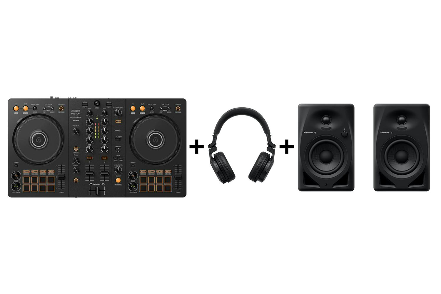 Pioneer DJ DDJ-FLX4 2-Channel DJ Controller and On-Ear Wireless Headphones  and DM-40D 4\