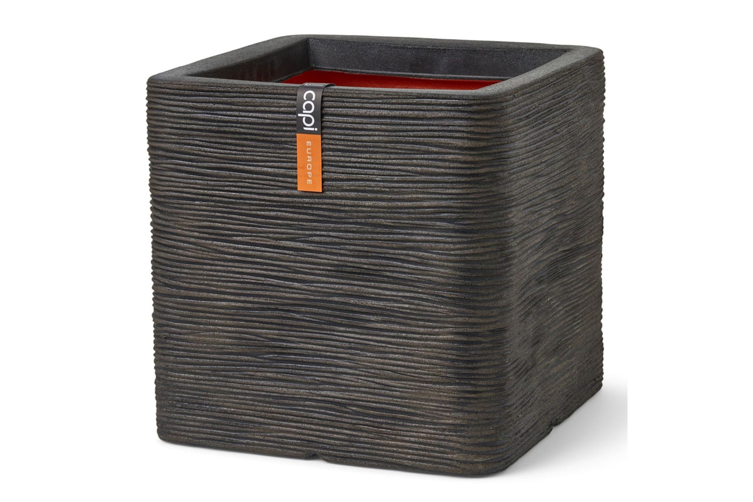 Capi 434836 Planter Nature Rib Square 30x30x30 Cm Dark Brown
