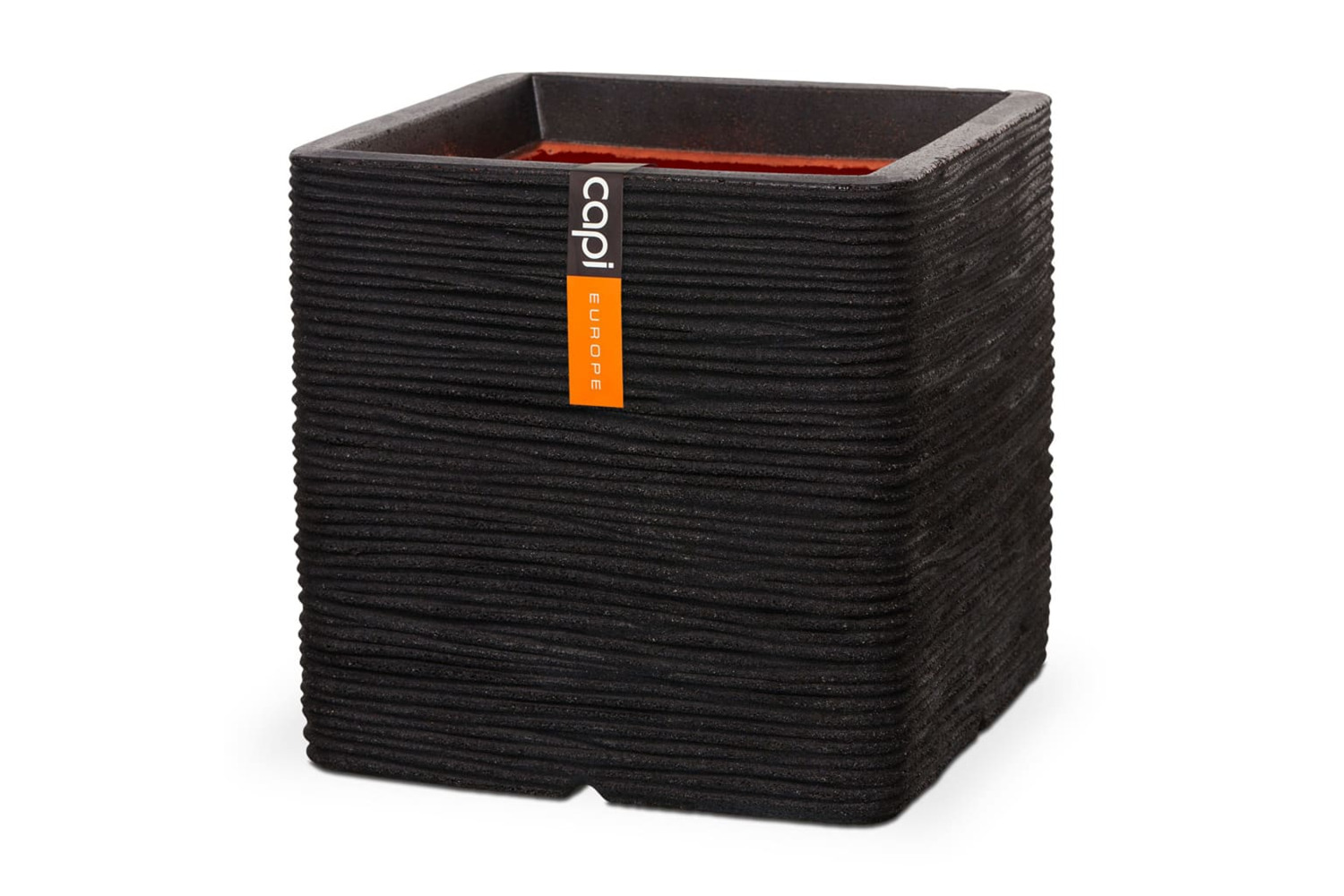 Capi 429055 Planter Nature Rib Square 50 X 50 Cm Black