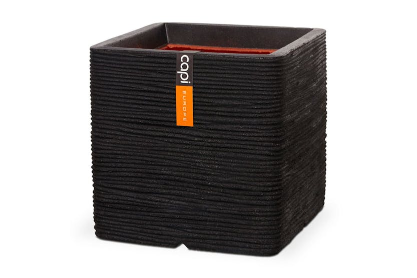 Capi 429055 Planter Nature Rib Square 50 X 50 Cm Black