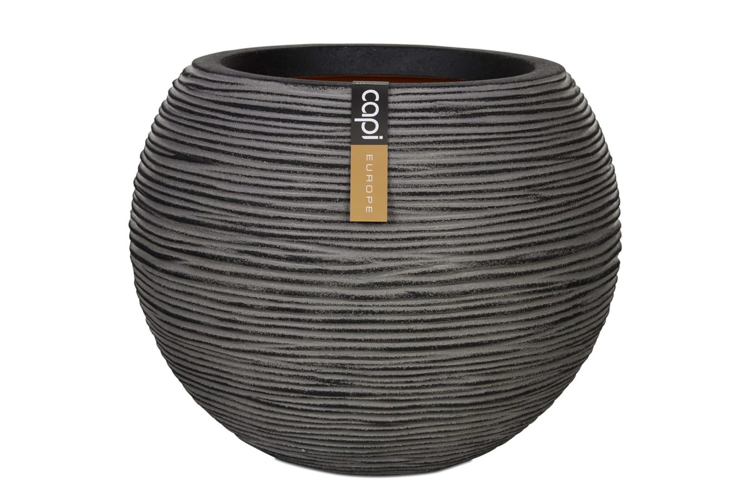 Capi 424221 Vase Nature Rib Ball 40x32 Cm Anthracite Kofz270