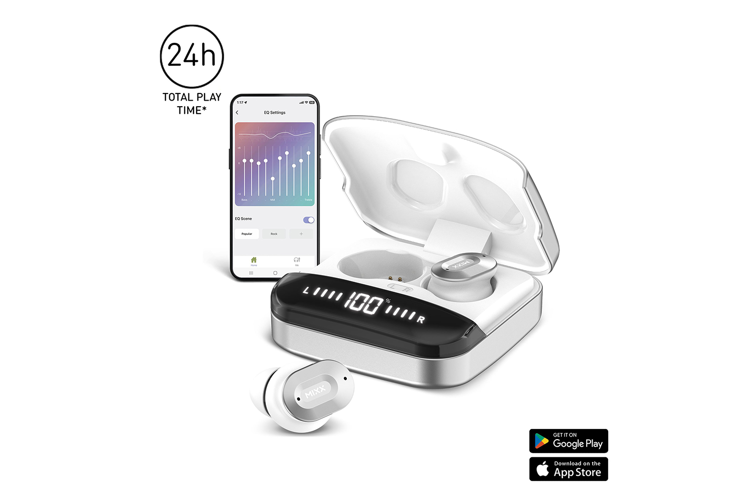 Mixx Streambuds Ultra Dots InEar True Wireless Earbuds Silver White