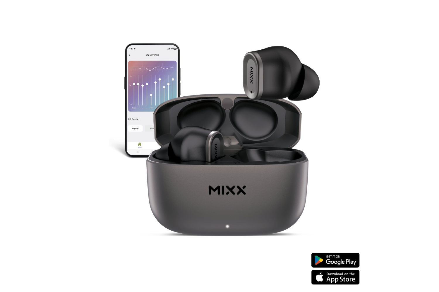 Mixx StreamBuds Custom 1 In Ear True Wireless Earbuds Black Gun