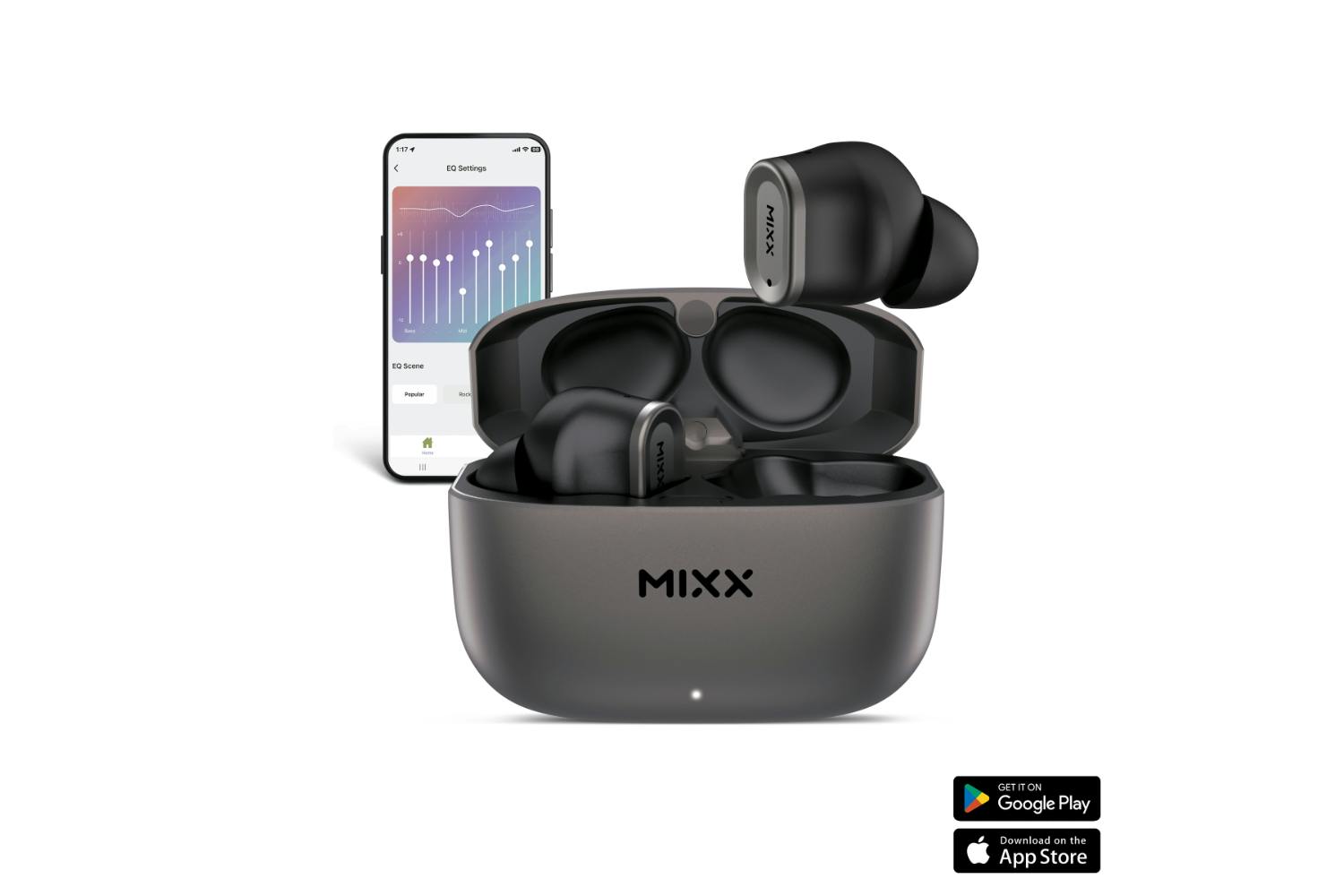 Mixx StreamBuds Custom 1 In-Ear True Wireless Earbuds | Black Gun Metal