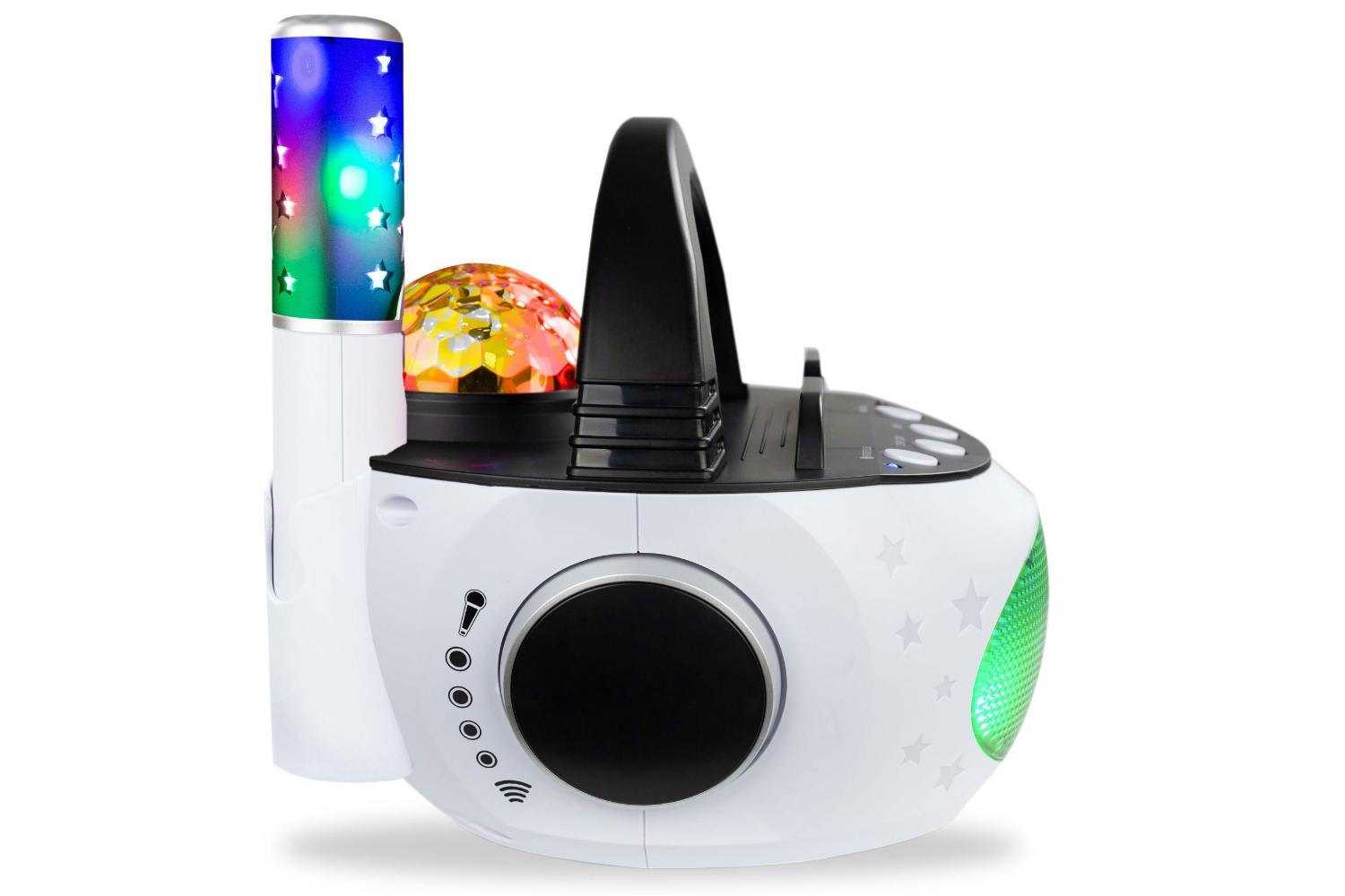 Rockjam RJK-POP-SOLO-BK 10-watt Rechargeable Bluetooth Karaoke Machine With Wireless Mic, Voice Changing Effects & Led Lights