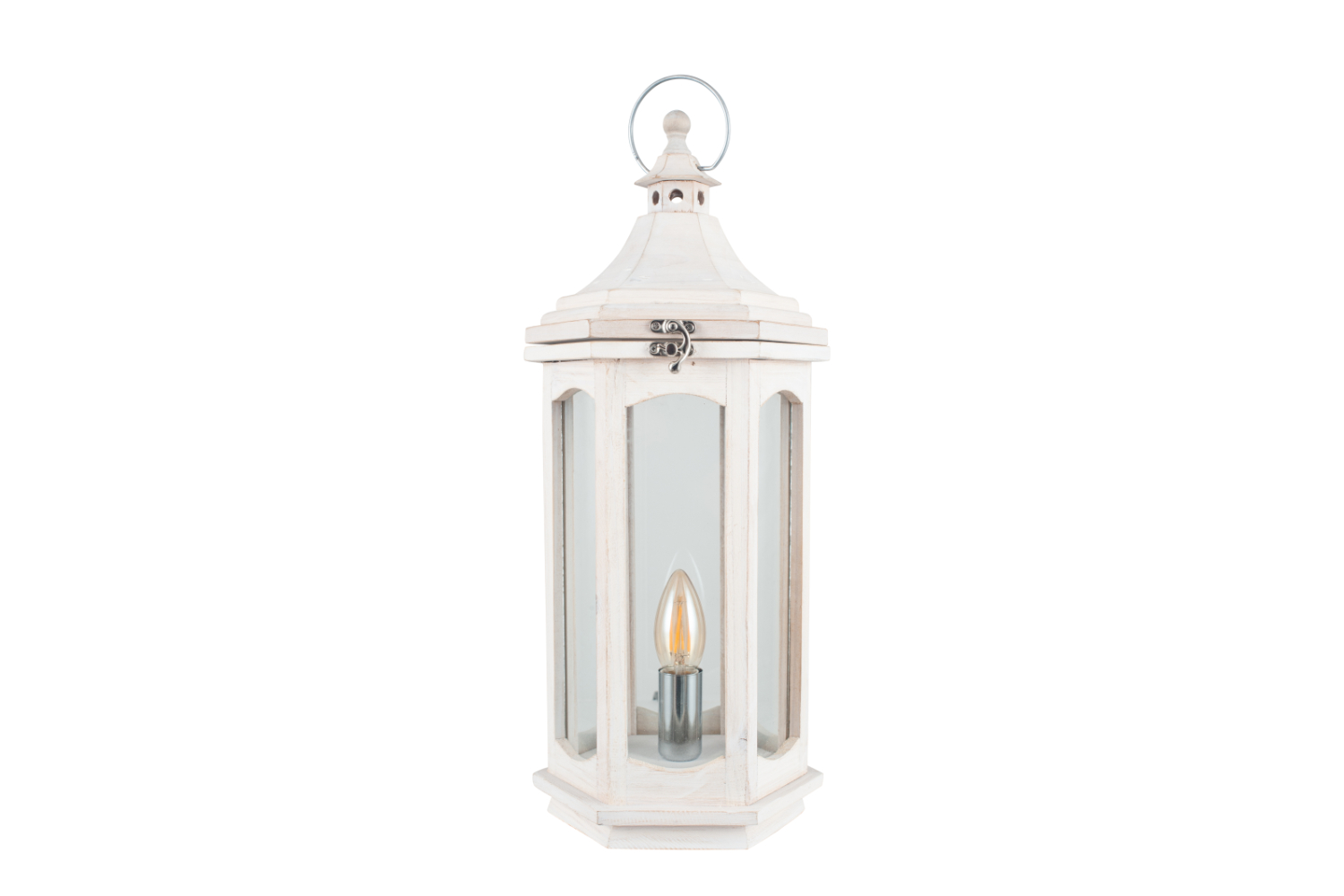 Lantern Table Lamp | White Wash