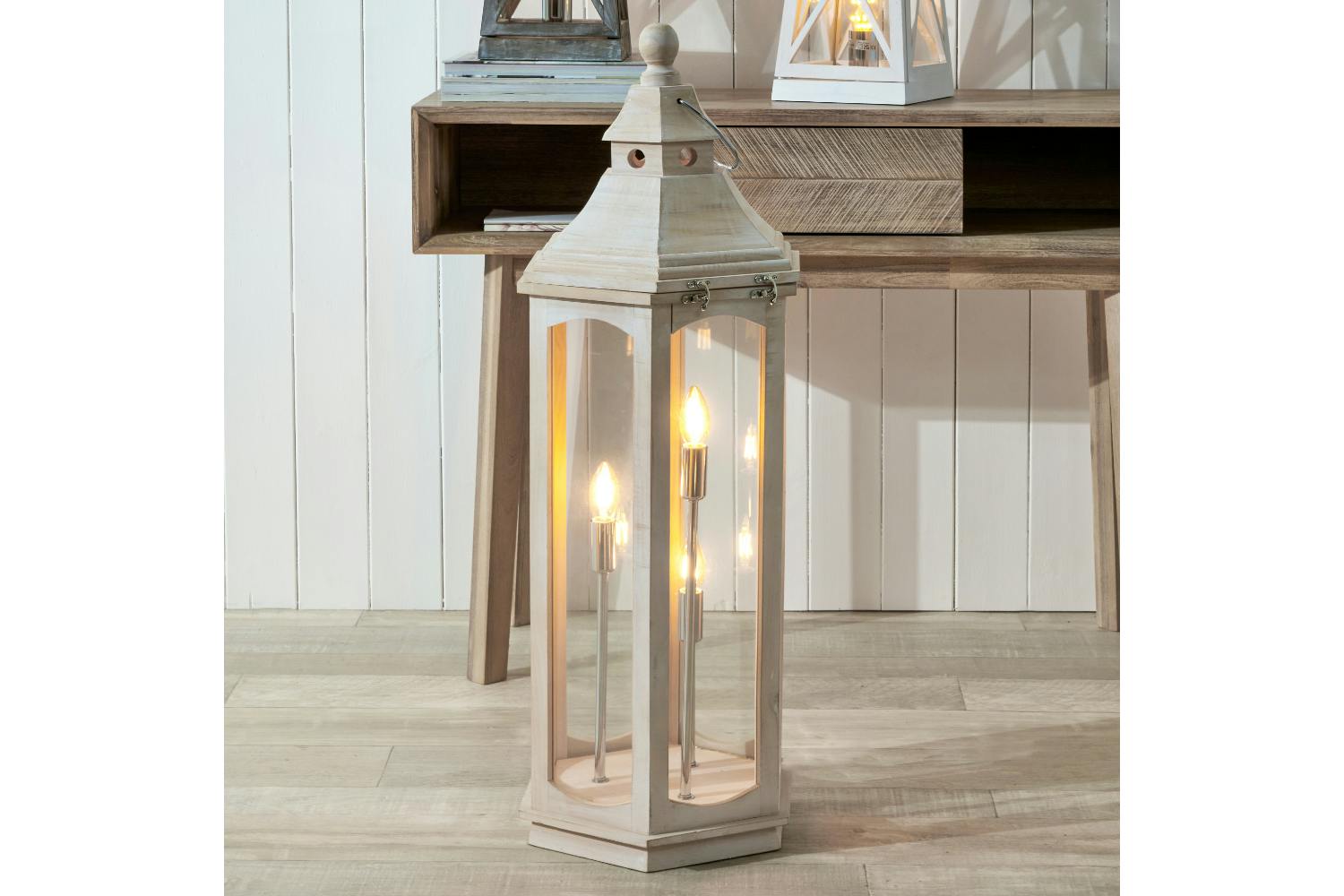 Lantern Floor Lamp | White Wash