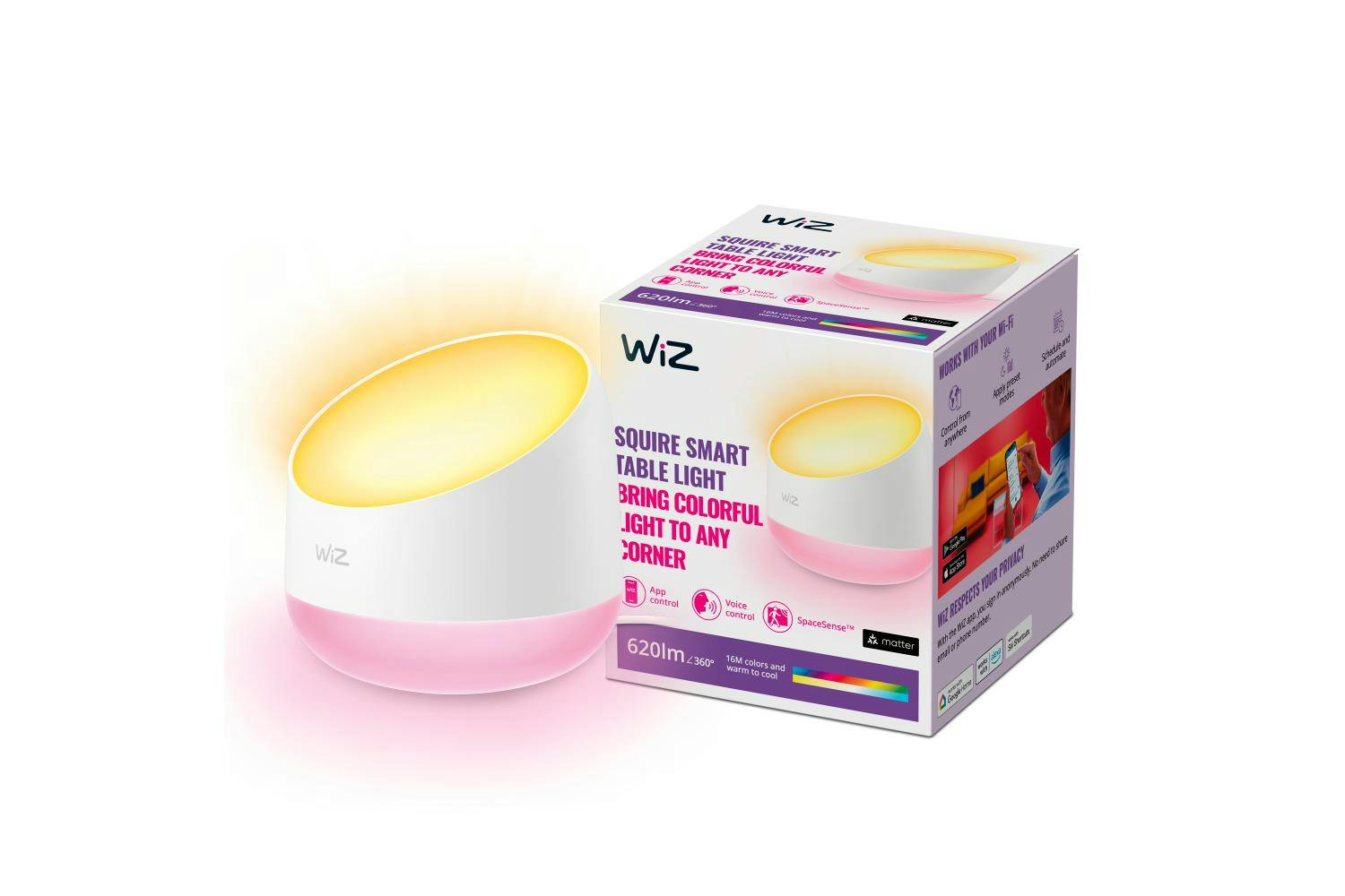 Wiz Squire Smart Dual Zone Table Lamp | White
