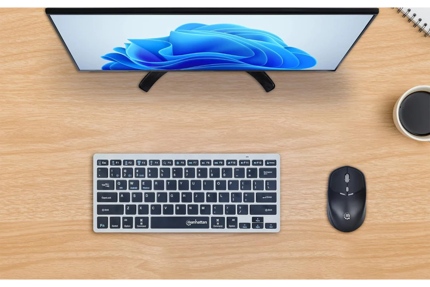 Manhattan Compact Wireless Optical USB Mouse | Black