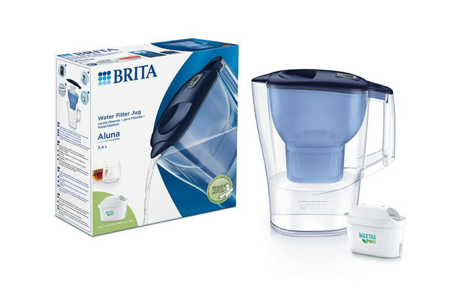 BRITA Marella MAXTRA Pro 2.4L Water Filter Jug + 3 Month Cartridges Pack,  Black