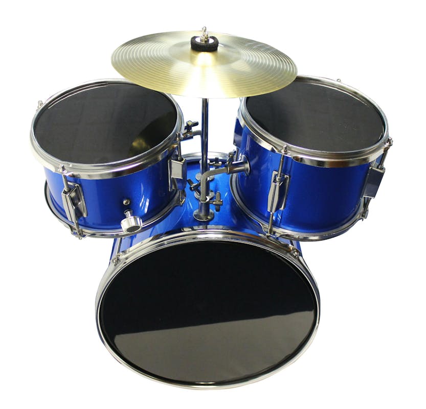 Music Alley 3-piece Junior Drum Set With Drum Throne & Drumsticks - Blue