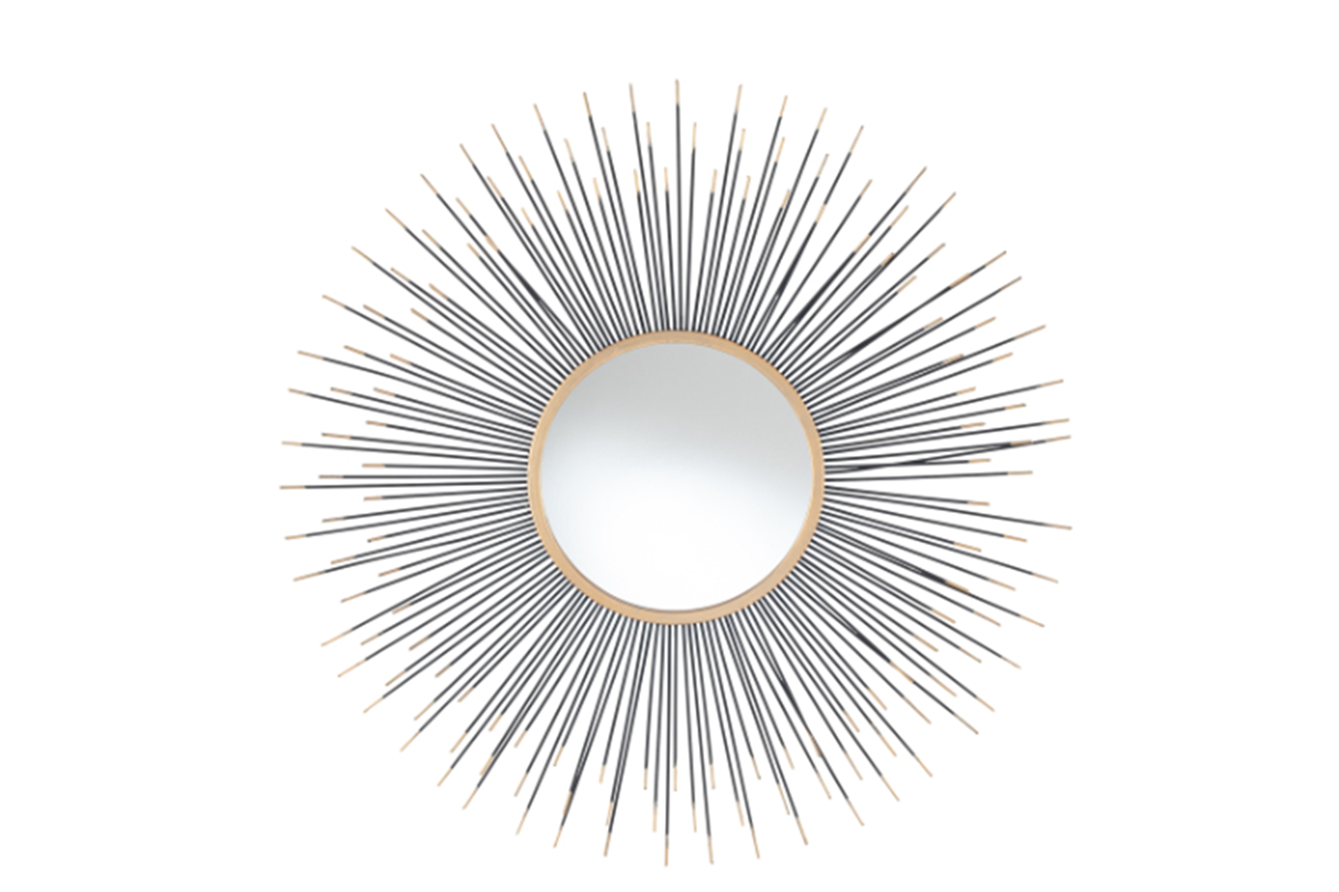Starburst Round Wall Mirror | Black/Gold | 80 cm