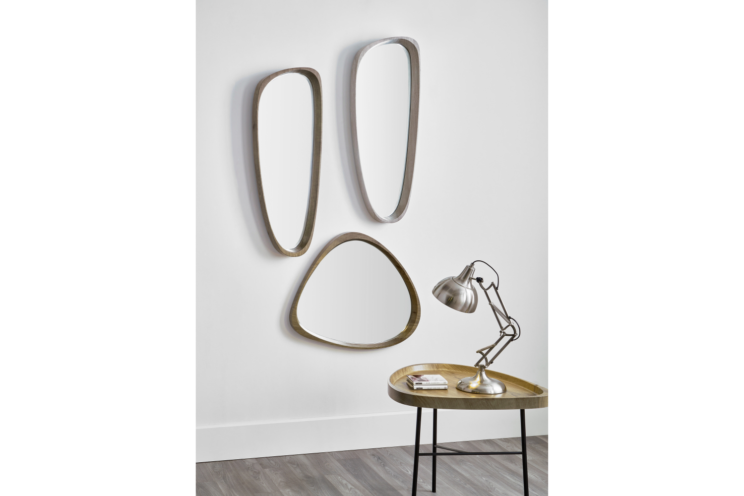 Curved Wall Mirror | Grey Oak | 67 x 58 cm