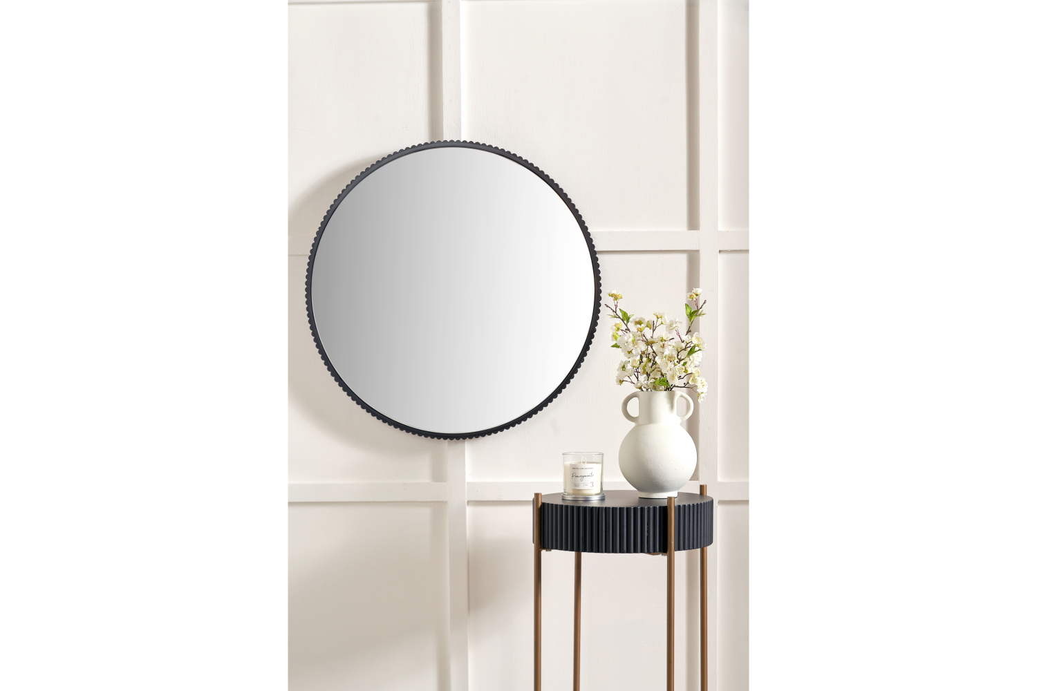 Cog Round Wall Mirror | Black | 70 cm