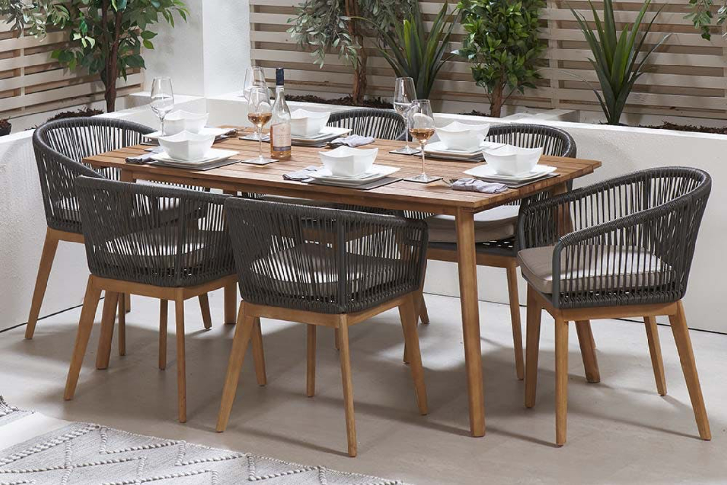 Honolulu Outdoor Dining Set | 7 Piece | Grey