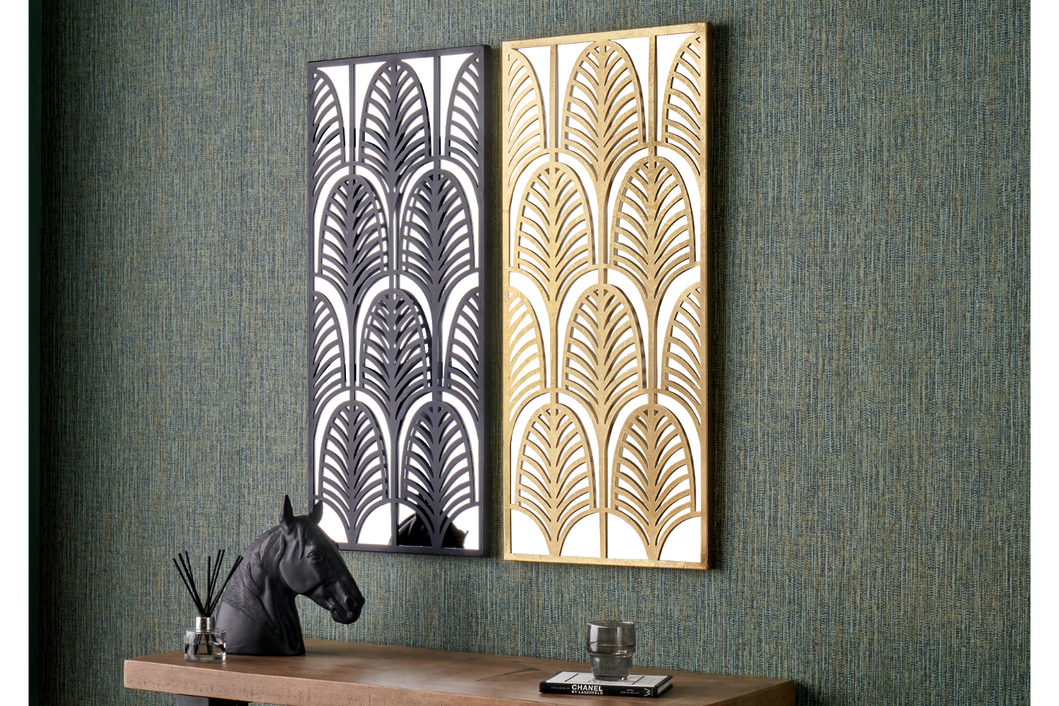 Framed Rectangular Mirrored Wall Art | Gold | 90 x 40 cm