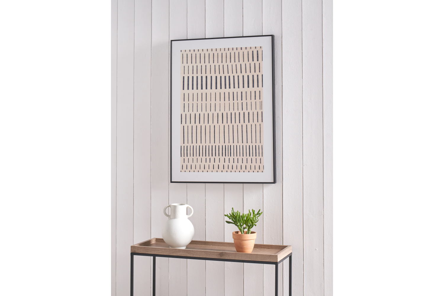 Black Pattern Framed Canvas Printing | Beige/Black | 80 x 60 cm