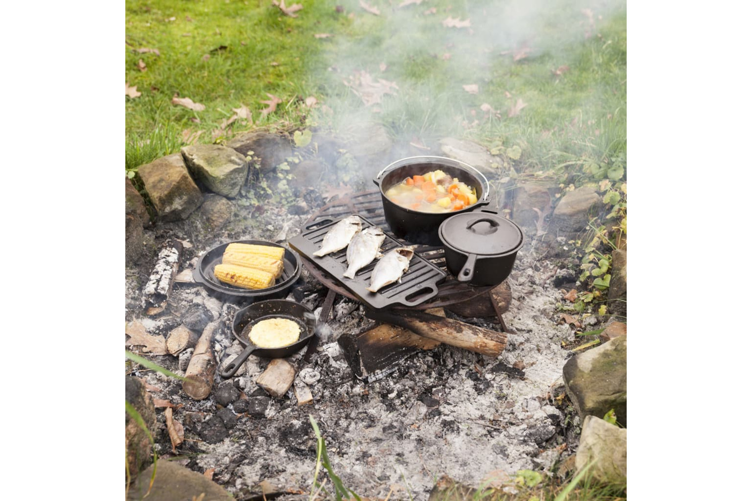 Esschert Design 411468 Seven Piece Campfire Cooking Set Black Ff240